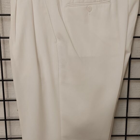 MEN'S VINCI COUTURE WOOL FEEL WHITE PLEATED PANT 42X34. - Picture 2 of 8